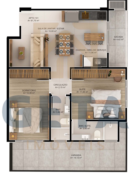 Apartamento, 2 quartos, 55 m² - Foto 6