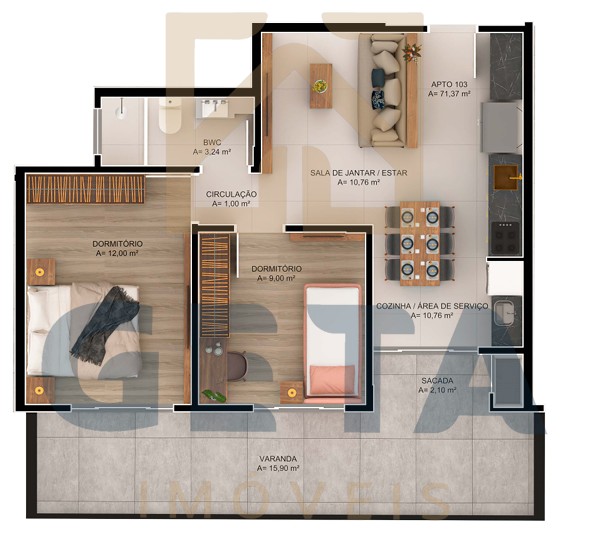 Apartamento, 2 quartos, 55 m² - Foto 8